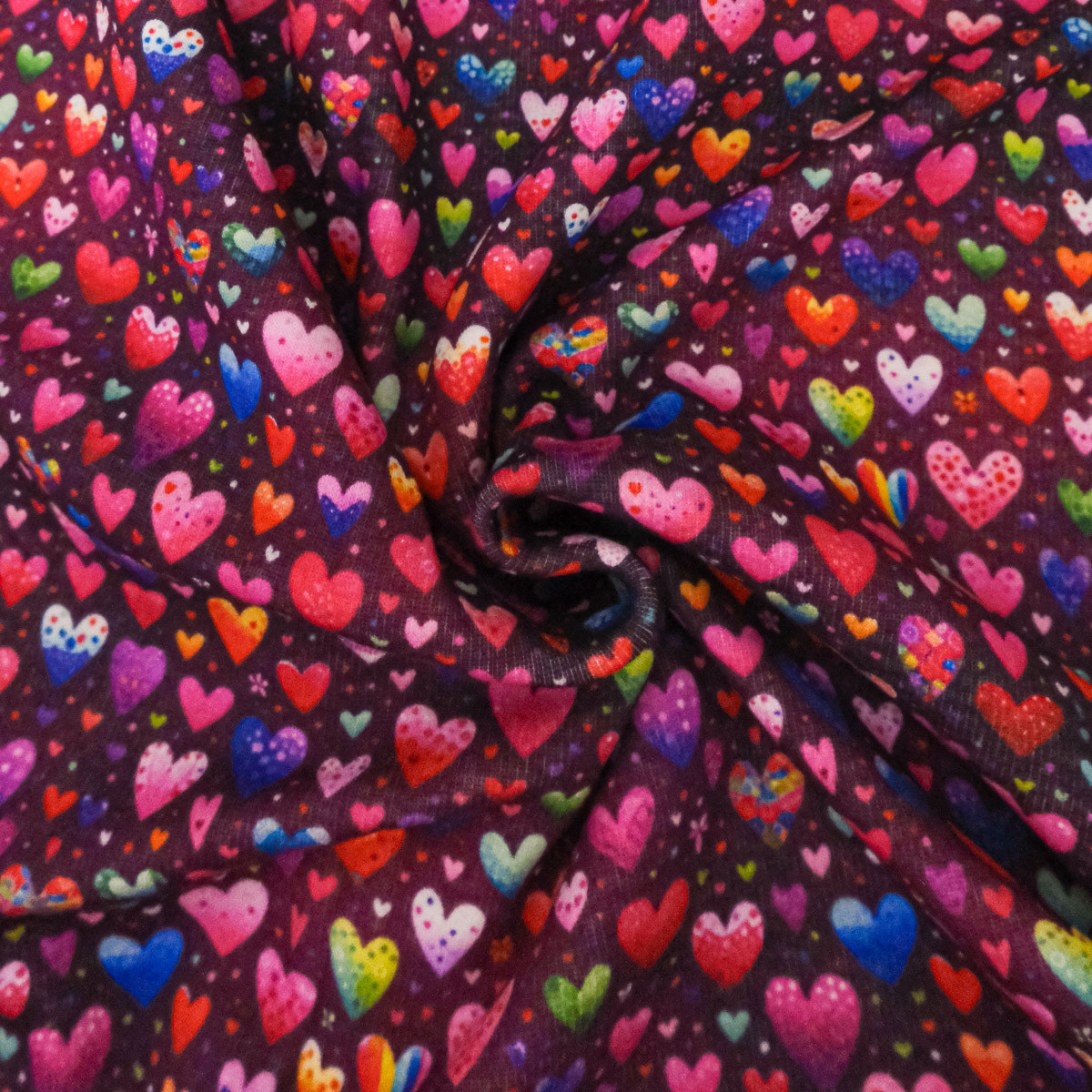 Multicolored Heart Print Sweatshirt with Fleece Lining - Maison Klem